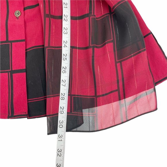 Valentino Red Black Color Block Gold Metallic Layered Button Up Top Size Large - Picture 7 of 7